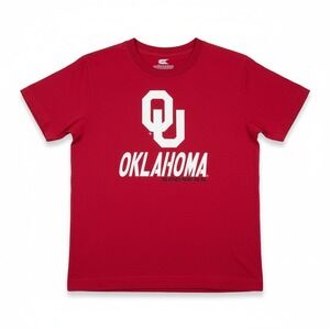 OU OKLAHOMA SOONERS Red short sleeve T SHIRT Boys Large(6) Youth Performance NWT